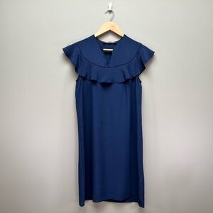 Comptoir de Cotonniers 100% deep slate blue silk dress, US size XS